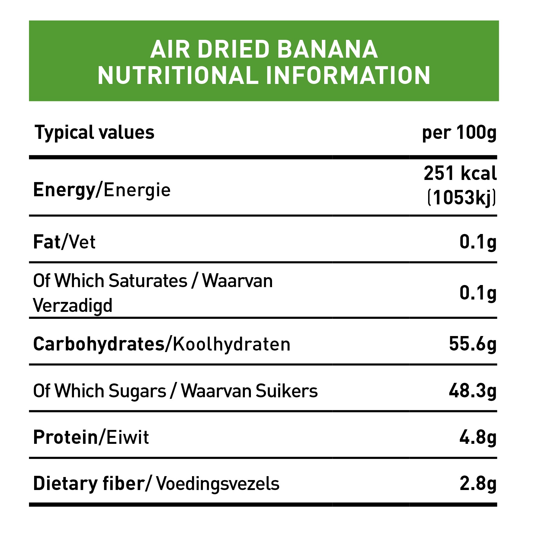 5 x Air Dried Banana Snack Packs 40g