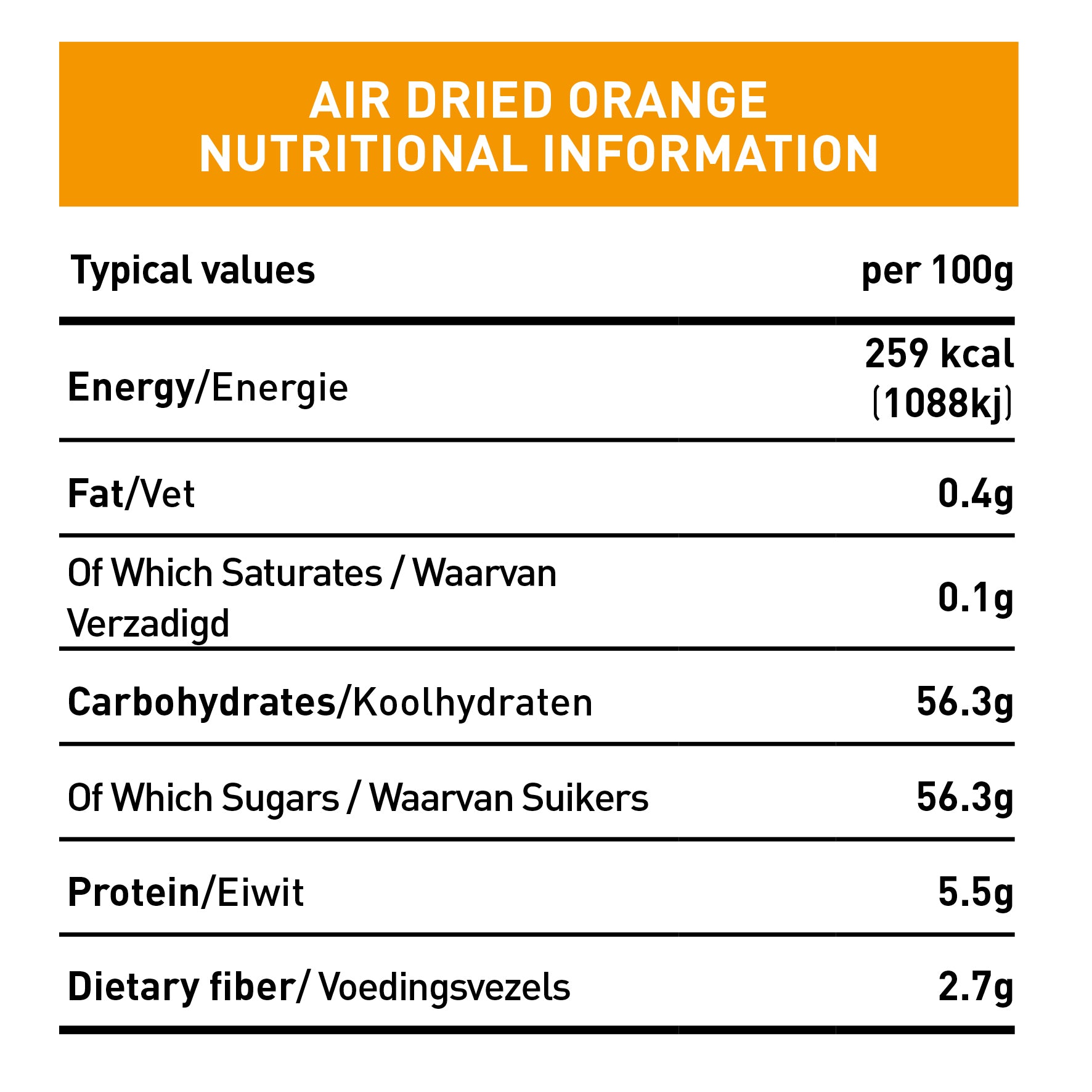 5 x Air Dried Orange Snack Packs 40g