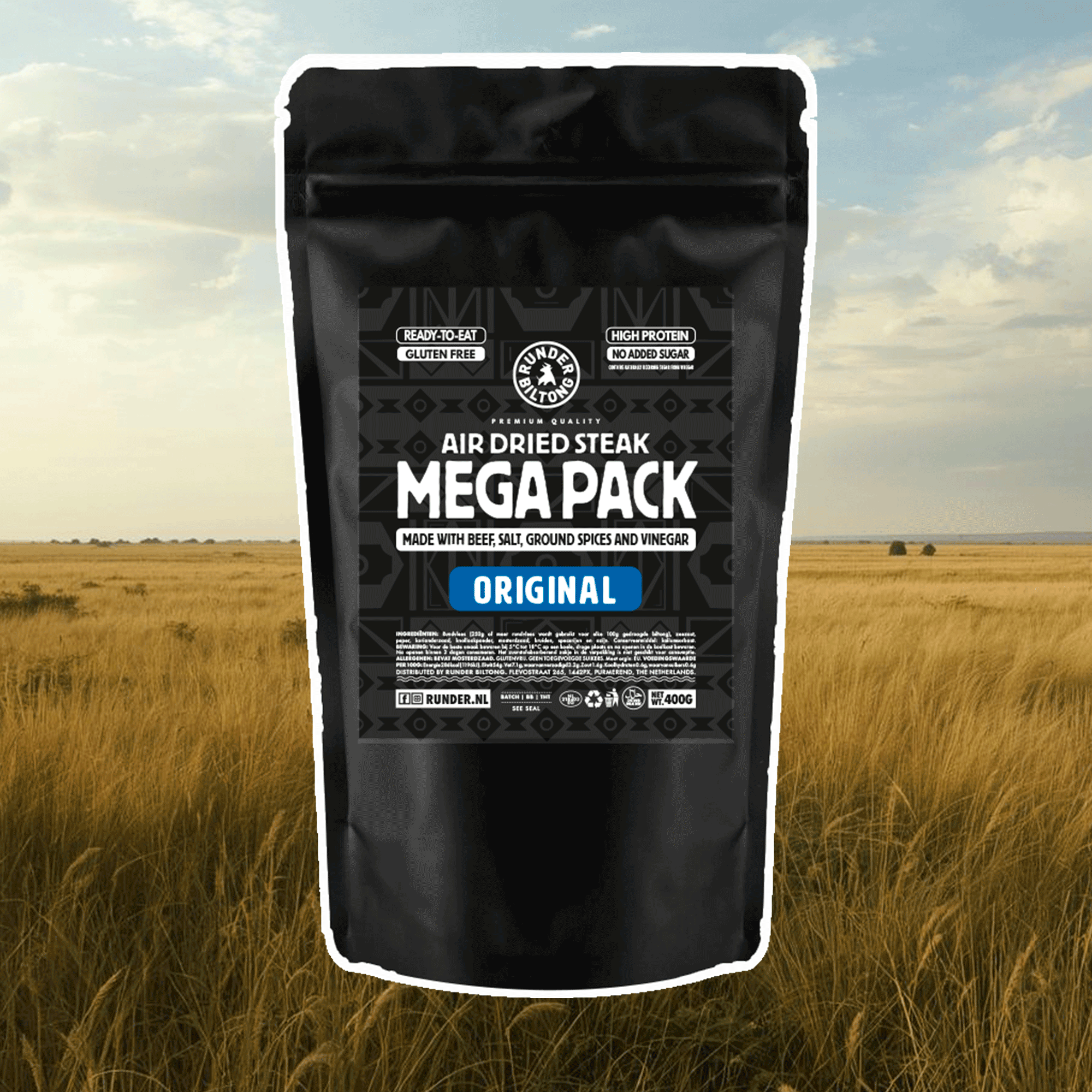 Biltong sliced mega pack 400g — resealable value pack of South African air-dried beef
